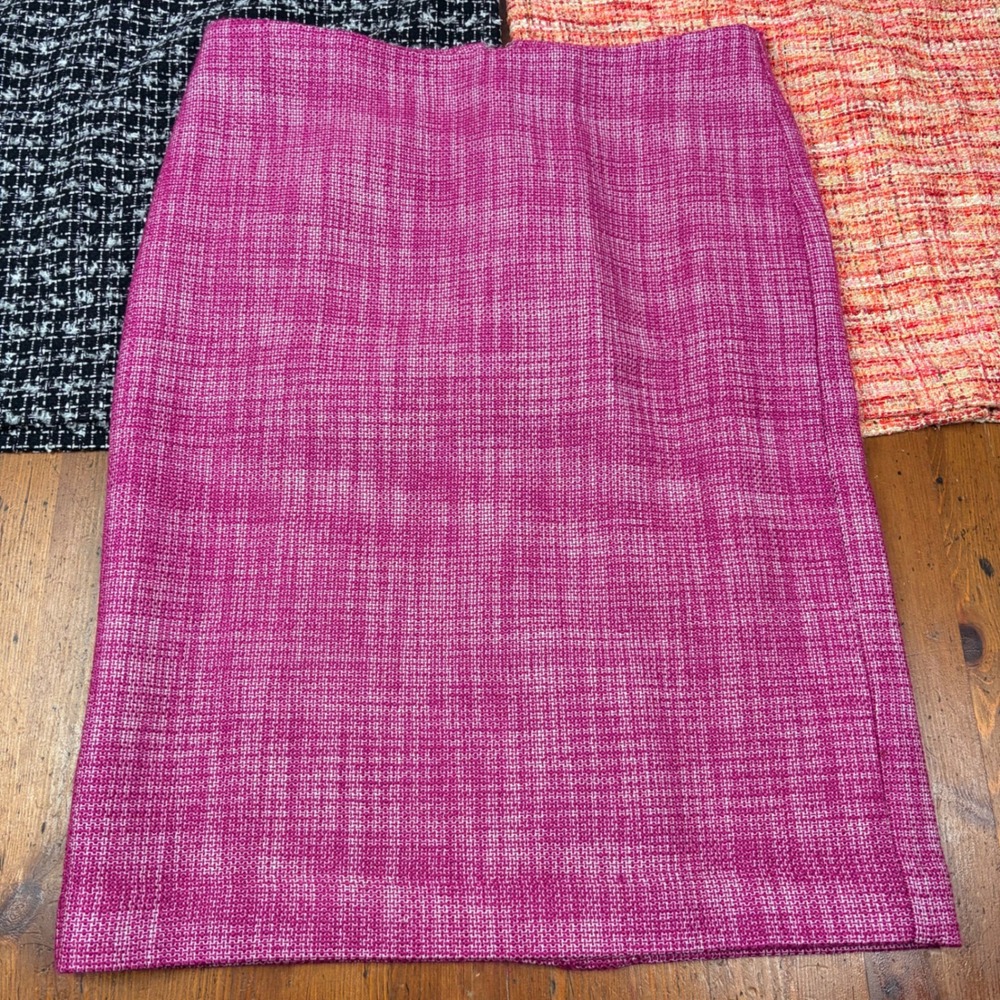 3 Talbots Tweed Pencil Skirt Lot Pink Orange Black White Womens 8 Preppy Work - Picture 3 of 9